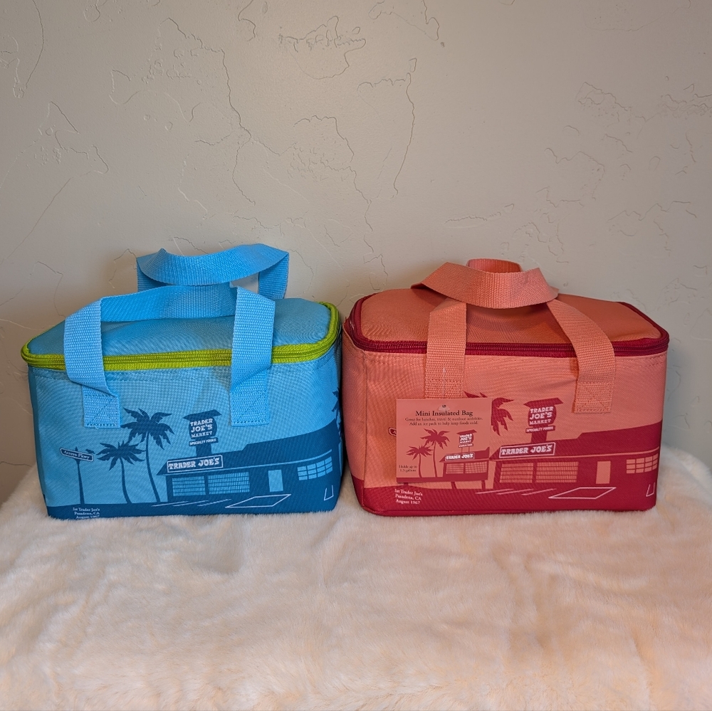 Trader Joe’s Mini Insulated Bags Set | Peach & Blue | Limited Edition NWT + NWOT